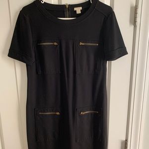 Jcrew shift dress with gold zipper pockets